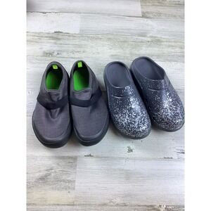 Lot Of 2 Womens W5 M 3 Oofas EeZee Gray / ooCloog Gray Speckled Recovery Shoes